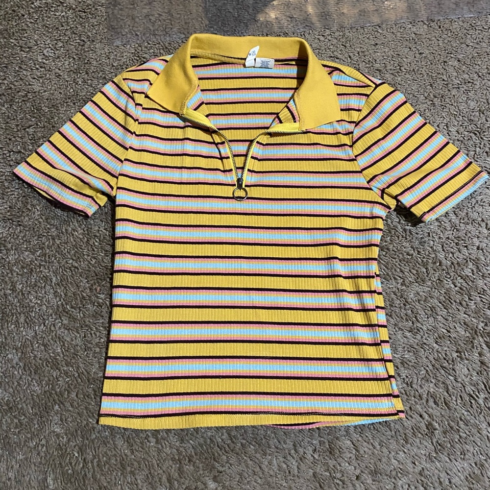 Striped collared top